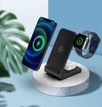 HKM-530323 Three-in-One Wireless Charging Stand for Mobile Phones, Smart Watches, and Earbuds - 15W Fast Charging