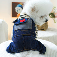 HKM-5303485 Retro Denim Suspender Pants for Small and Medium-sized Dogs