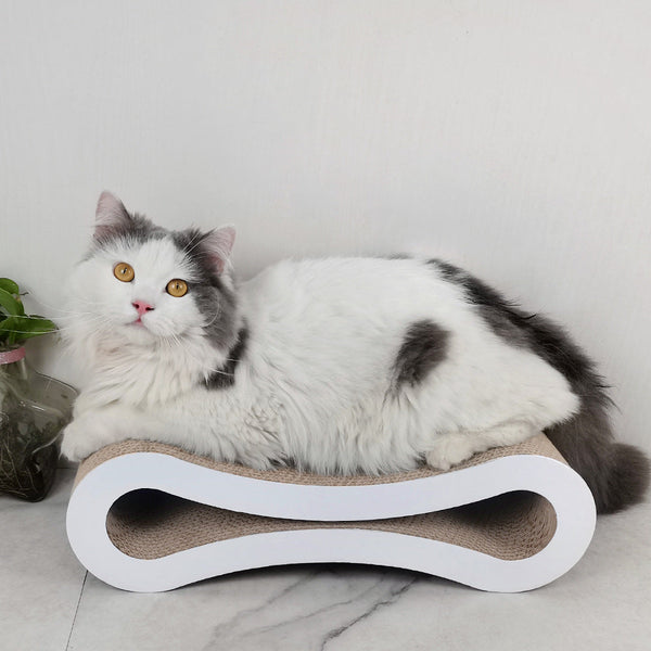HKM-5303869 Large Eight-Shaped Cat Toy Made of Corrugated Paper in White and Black