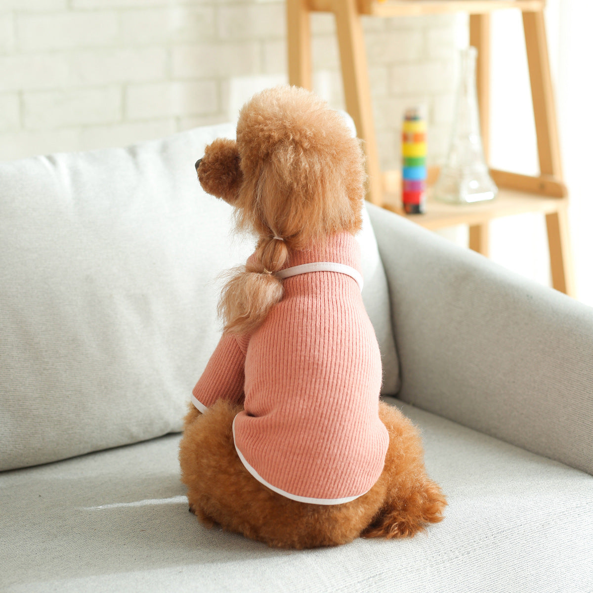 HKM-5304253 Warm Fleece Sweater with Doll Collar for Dogs and Cats