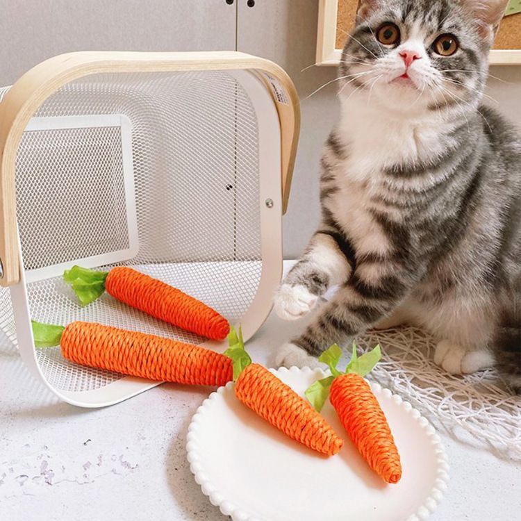 HKM-5304509 Carrot-Shaped Cat Scratch Board for Kittens - Molar Toy Made from Paper