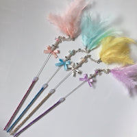 HKM-530515 Handmade Cowhide Cat Stick Toy in Blue, Pink, Purple, and Yellow