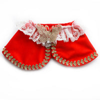 HKM-5305661 Royal Pet Cat Cape with Lace Collar and Crown - Red, Black, Green, White Sizes S & M