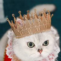 HKM-5305661 Royal Pet Cat Cape with Lace Collar and Crown - Red, Black, Green, White Sizes S & M