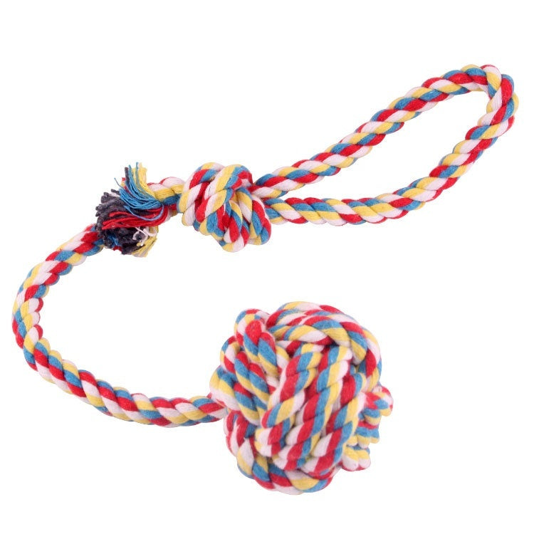 HKM-5306301 Durable Cotton Rope Toy with Ball for Interactive Pet Play