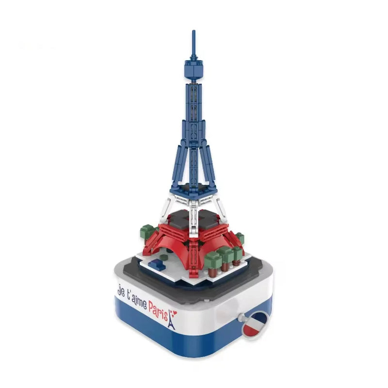 HKM-530643 Iron Tower Music Box Building Blocks Set for Kids, 50 Pieces, Educational Model Toy, Ages 2-14