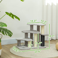 HKM-5306941 PawHut 2-in-1 Cat Tree and 3-Step Pet Stairs with Scratching Posts and Plush Cover