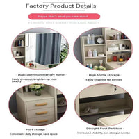 HKM-530707 Elegant Makeup Vanity Table with Mirror and Drawers, Complete with Stool for Bedroom
