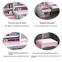HKM-530707 Elegant Makeup Vanity Table with Mirror and Drawers, Complete with Stool for Bedroom
