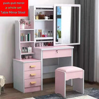 HKM-530707 Elegant Makeup Vanity Table with Mirror and Drawers, Complete with Stool for Bedroom