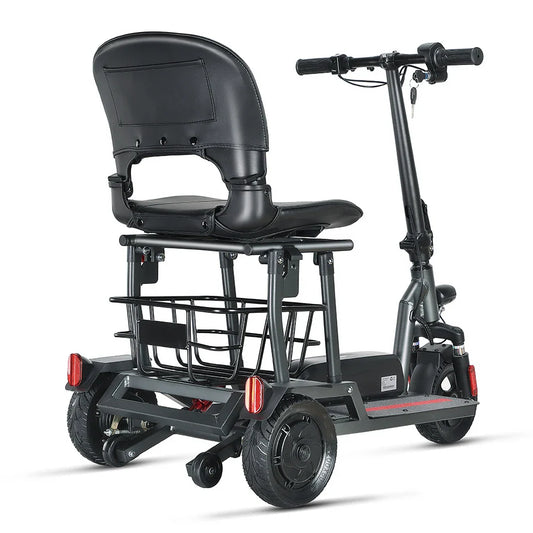 HKM-530707 Lightweight Folding Electric Mobility Scooter for Adults, Easy Operation, 3-Wheel Design, 20KM Range, 10km/h Speed, Black