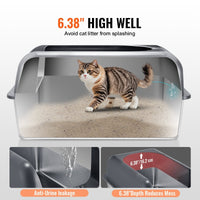 HKM-5307325 Deep Cat Litter Box with Filtering Foot Board for Clean & Odor-Free Environment