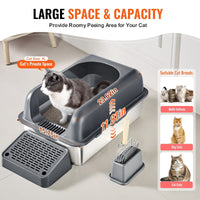 HKM-5307325 Deep Cat Litter Box with Filtering Foot Board for Clean & Odor-Free Environment