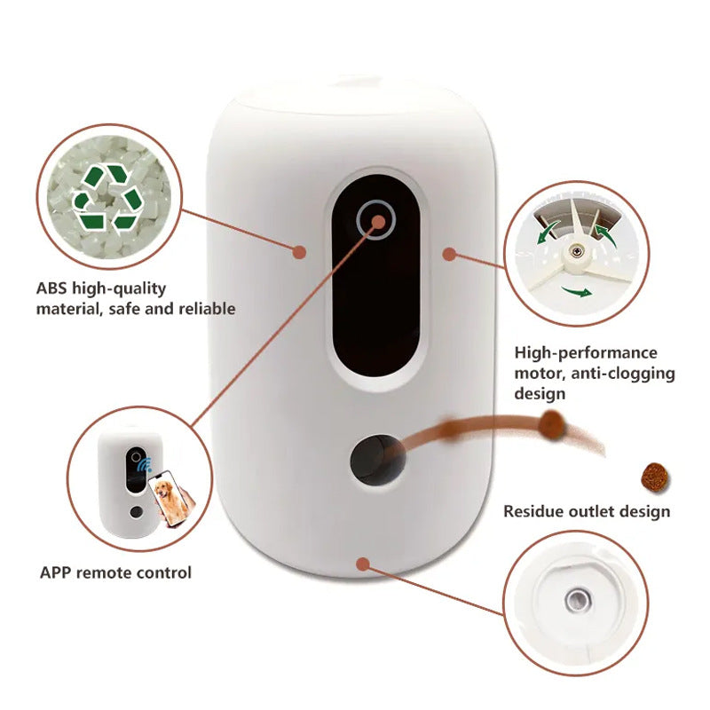 HKM-5307453 Automatic Pet Feeder with Timer for Dogs and Cats - White Color