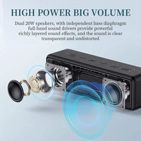 HKM-530835 Portable Waterproof Bluetooth Speaker with 40W Hi-Fi Bass, TWS Function, 18-Hour Playtime, and Built-in Mic