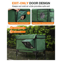 HKM-5308477 Heated Insulated Foldable Cat House - Waterproof, Breathable, All-Season Pet Bed in Green