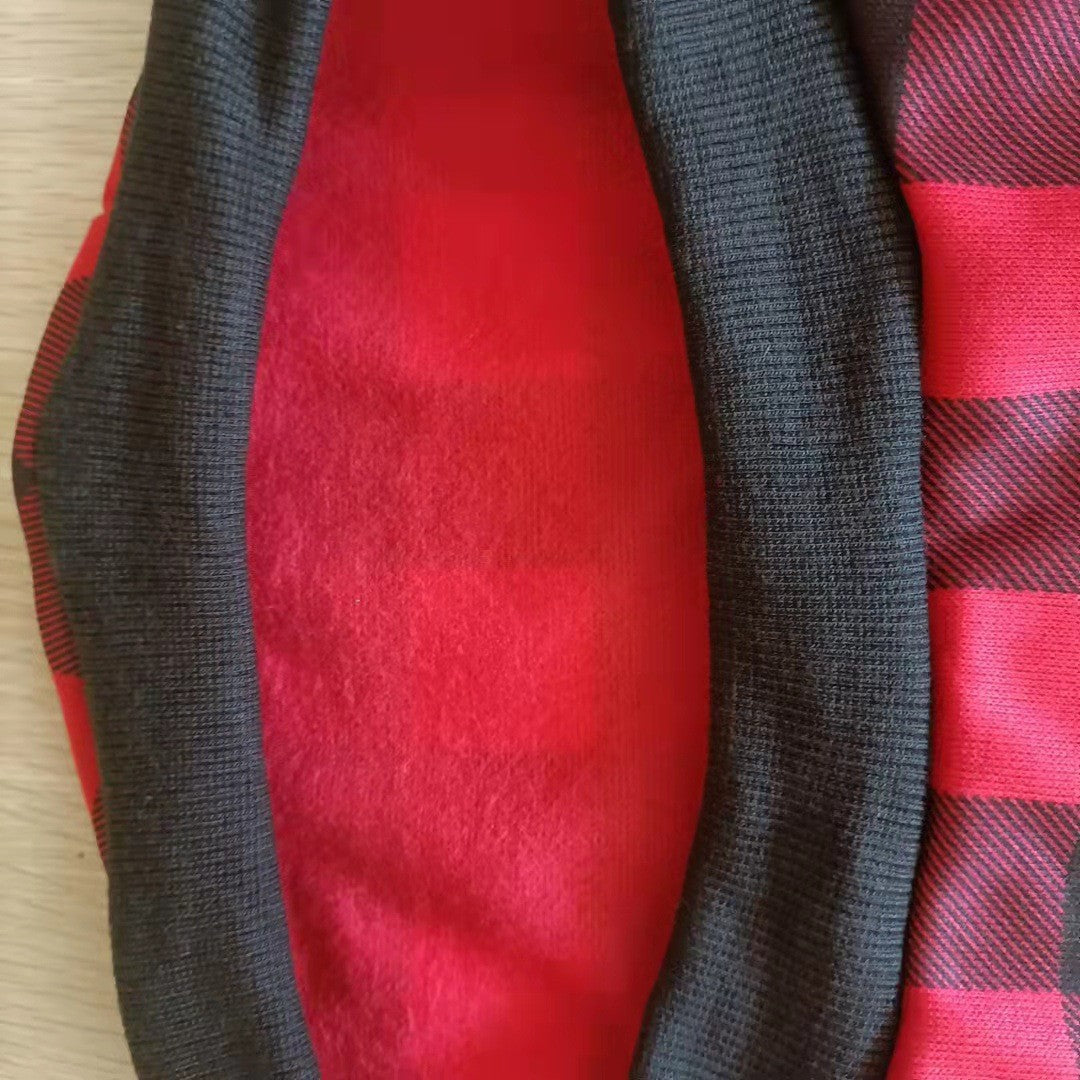 HKM-5308733 Thickened Black and Red Plaid Dog Sweatshirt for Cold Weather, S-XXL Sizes