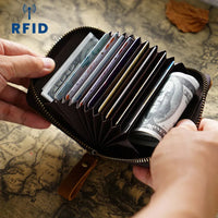 HKM-530899 Leather RFID Anti-Magnetic Card Holder Bag in Waxed Canvas, Multiple Colours