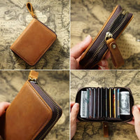 HKM-530899 Leather RFID Anti-Magnetic Card Holder Bag in Waxed Canvas, Multiple Colours