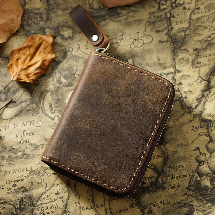 HKM-530899 Leather RFID Anti-Magnetic Card Holder Bag in Waxed Canvas, Multiple Colours