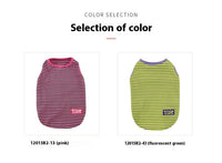 HKM-5309245 Cool Breathable Stripe Vest for Small Dogs and Cats in Fluorescent Green and Pink, Casual Cotton Pet Clothing