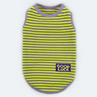 HKM-5309245 Cool Breathable Stripe Vest for Small Dogs and Cats in Fluorescent Green and Pink, Casual Cotton Pet Clothing
