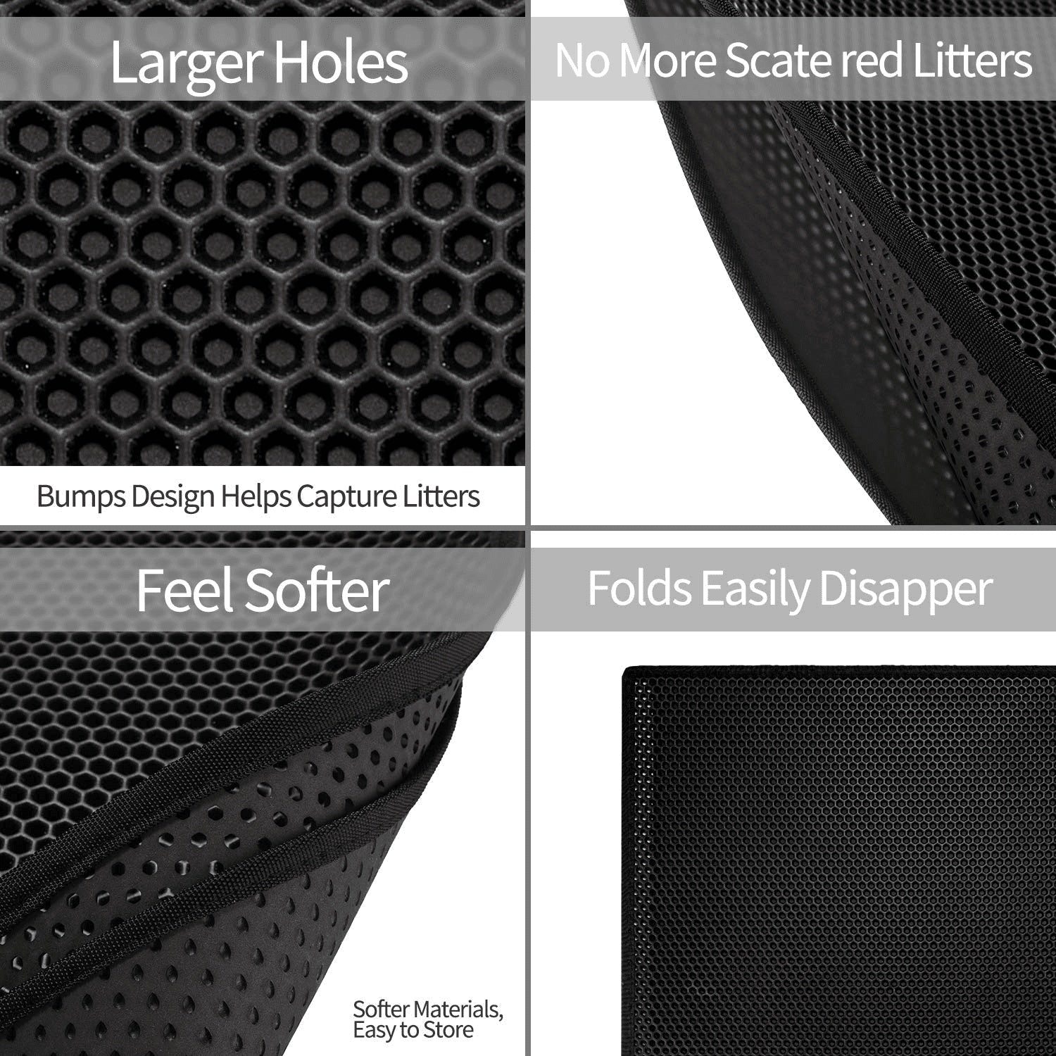 HKM-5310909 Waterproof Double Layer Cat Litter Mat with Honeycomb Design, Non-Slip and Easy to Clean, Soft EVA Material
