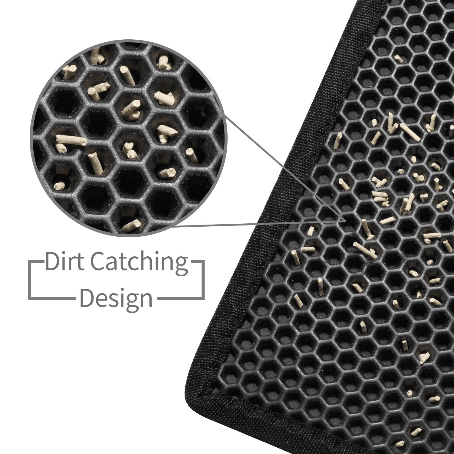 HKM-5310909 Waterproof Double Layer Cat Litter Mat with Honeycomb Design, Non-Slip and Easy to Clean, Soft EVA Material
