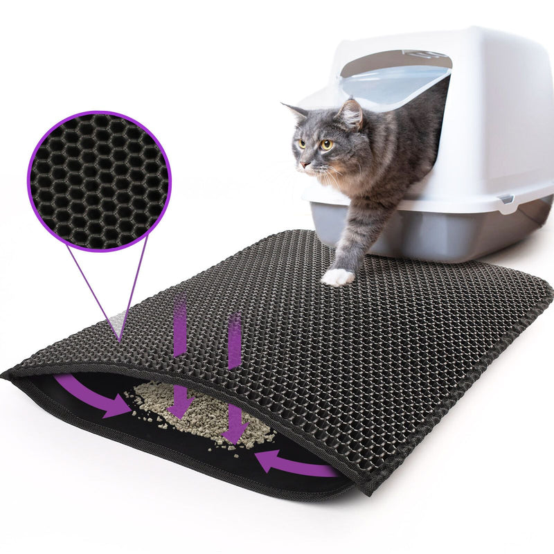 HKM-5310909 Waterproof Double Layer Cat Litter Mat with Honeycomb Design, Non-Slip and Easy to Clean, Soft EVA Material