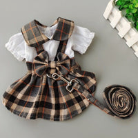 HKM-5311037 Stylish Black and Gray Plaid Dog Dress for Outdoor Walks