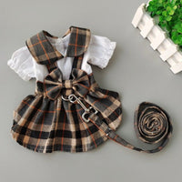 HKM-5311037 Stylish Black and Gray Plaid Dog Dress for Outdoor Walks