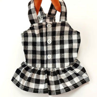 HKM-5311037 Stylish Black and Gray Plaid Dog Dress for Outdoor Walks