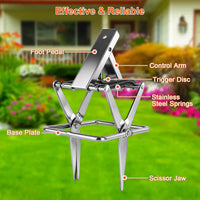 HKM-5311421 Humane Metal Mole Snap Trap with Easy Foot-Step Setup for Safe Use in Lawns and Around Pets