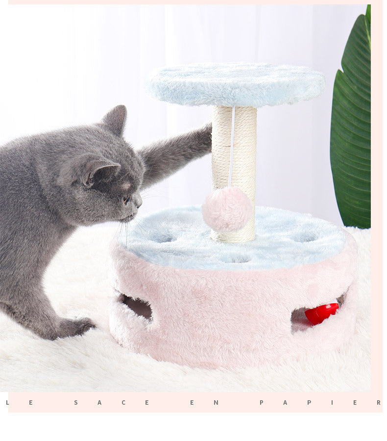 HKM-5312701 Small Multifunctional Cat Climbing Frame with Scratching Post and Jumping Platform