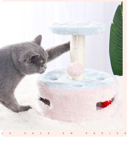 HKM-5312701 Small Multifunctional Cat Climbing Frame with Scratching Post and Jumping Platform