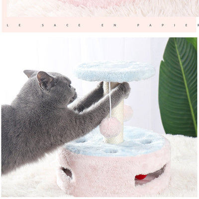 HKM-5312701 Small Multifunctional Cat Climbing Frame with Scratching Post and Jumping Platform