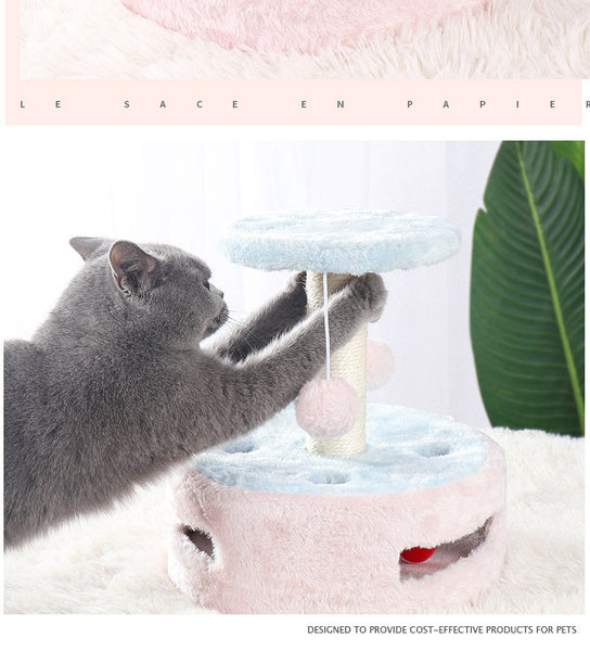 HKM-5312701 Small Multifunctional Cat Climbing Frame with Scratching Post and Jumping Platform