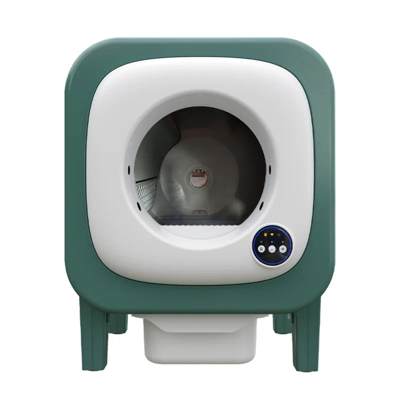 HKM-531283 Automatic Self-Cleaning Cat Litter Box with Smart App Control, Stainless Steel & Plastic Materials