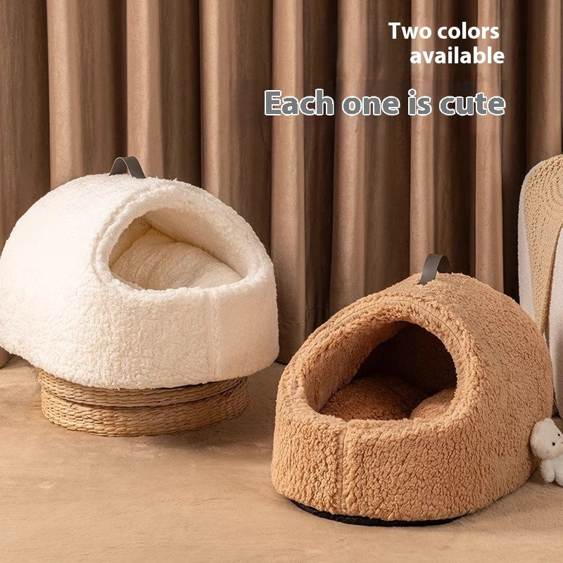 HKM-5313085 Cozy Removable and Washable Large Lambswool Cat Nest for Ultimate Comfort