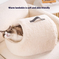 HKM-5313085 Cozy Removable and Washable Large Lambswool Cat Nest for Ultimate Comfort