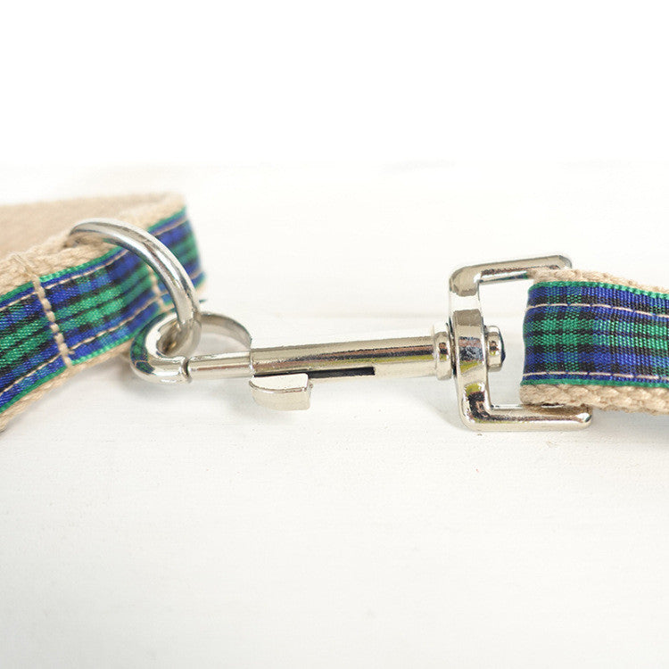 HKM-5313213 Green Checkered Polyester Dog Chain for Stylish Walks