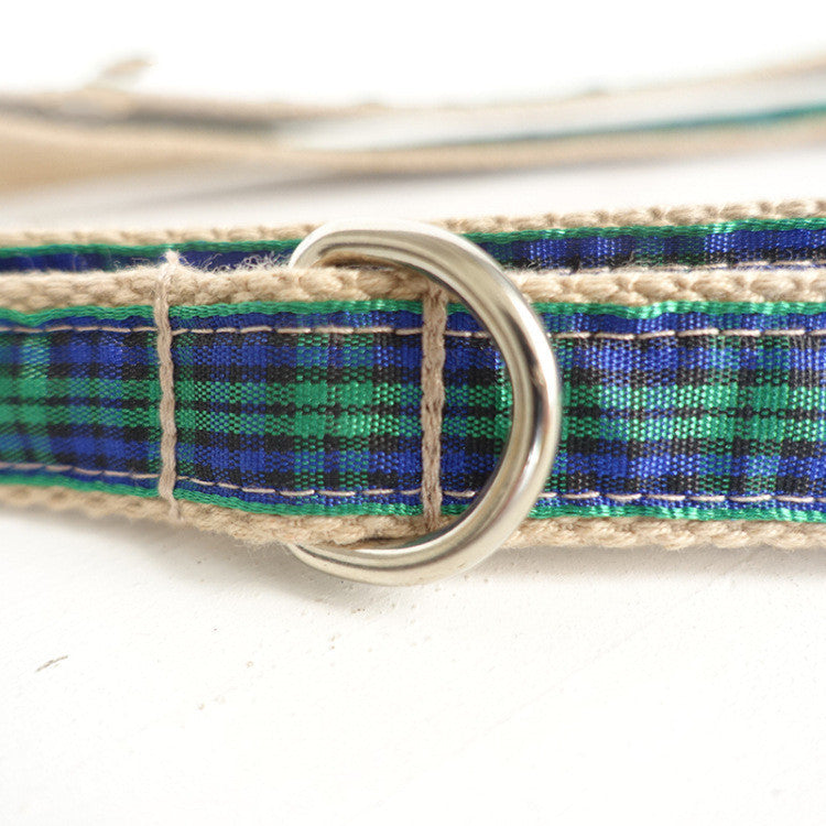 HKM-5313213 Green Checkered Polyester Dog Chain for Stylish Walks
