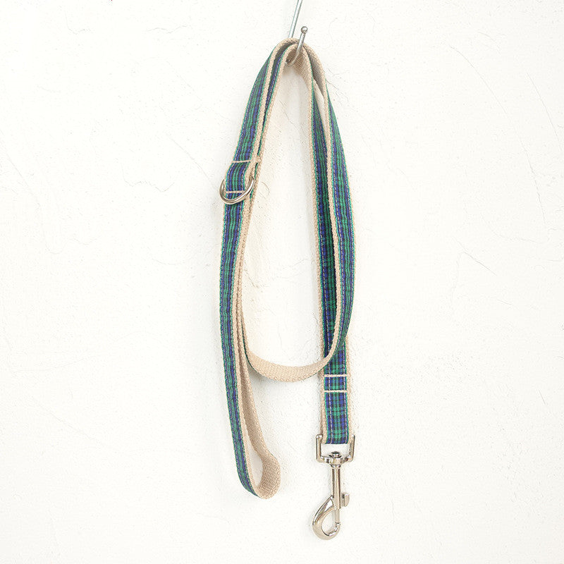 HKM-5313213 Green Checkered Polyester Dog Chain for Stylish Walks