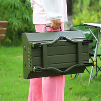 HKM-531347 Portable Charcoal Folding BBQ Grill with Stainless Steel Construction for Outdoor Cooking