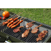 HKM-531347 Portable Charcoal Folding BBQ Grill with Stainless Steel Construction for Outdoor Cooking