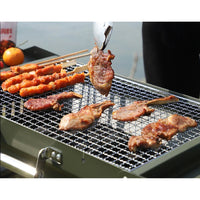 HKM-531347 Portable Charcoal Folding BBQ Grill with Stainless Steel Construction for Outdoor Cooking