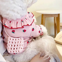 HKM-5313981 Lace Strawberry Print Lightweight Pet Clothing for Dogs and Cats