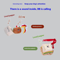 HKM-5314237 Plush Hamburger Sandwich Toy for Pets with Ringing Paper