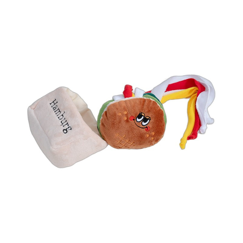 HKM-5314237 Plush Hamburger Sandwich Toy for Pets with Ringing Paper