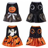HKM-5317565 Charming Halloween Dog Dress in Pumpkin and Ghost Print for Festive Pets